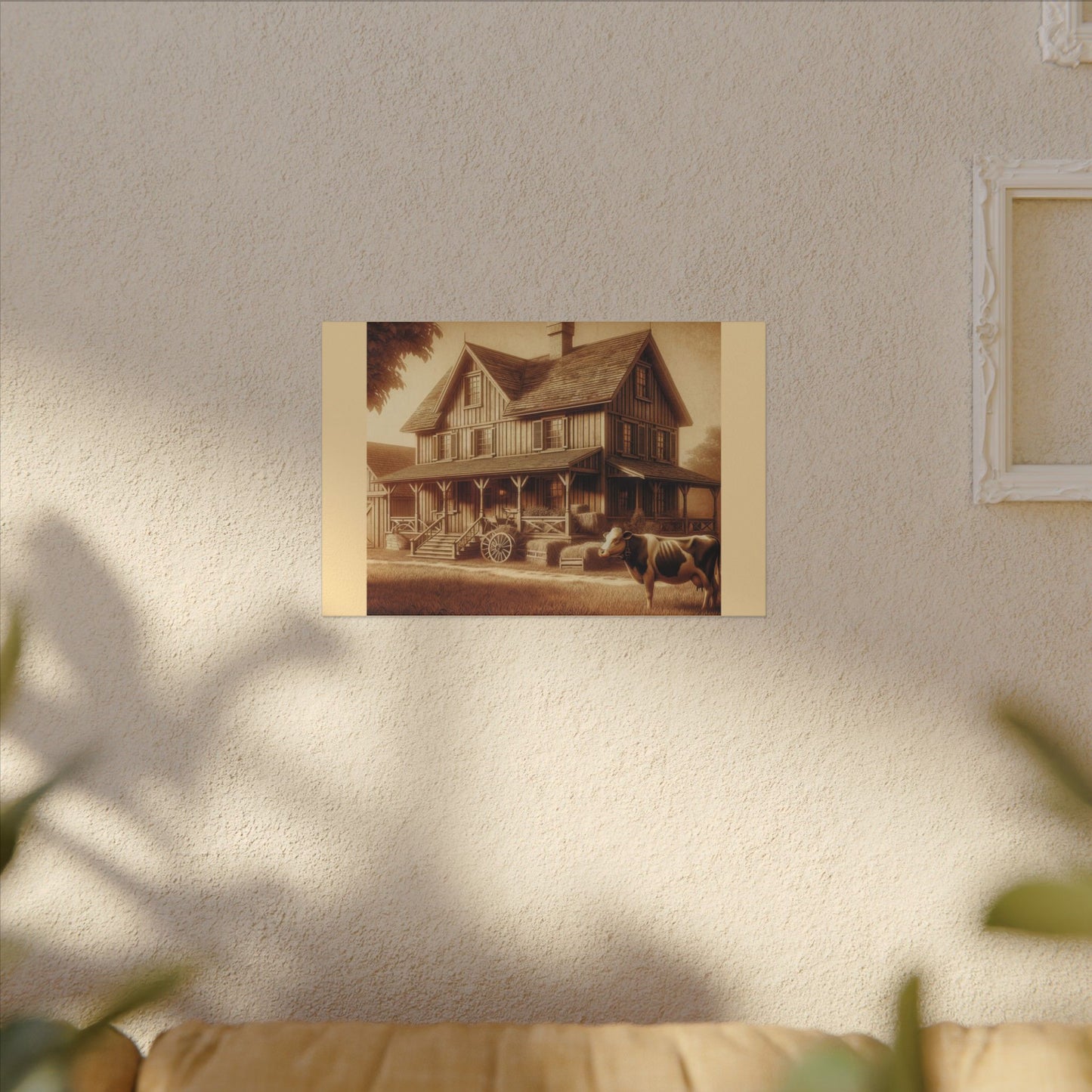 Ferme et vache – Toile tendue