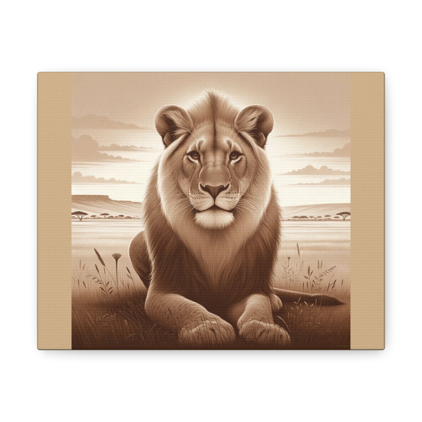 Vintage Majestic Lion - Tan Canvas Wrap