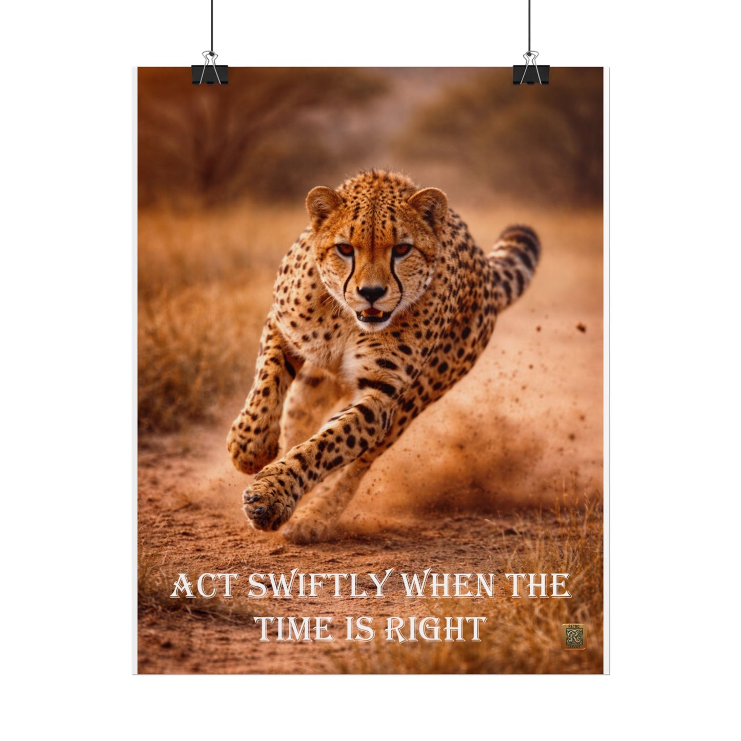 Cheetah Charge Poster — Motivational Wildlife Art Print