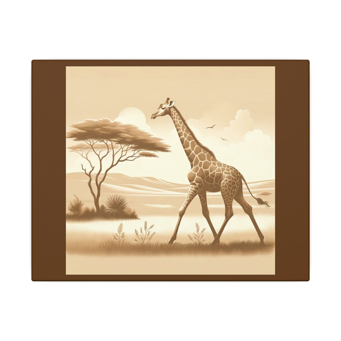 Girafe vintage - Toile marron