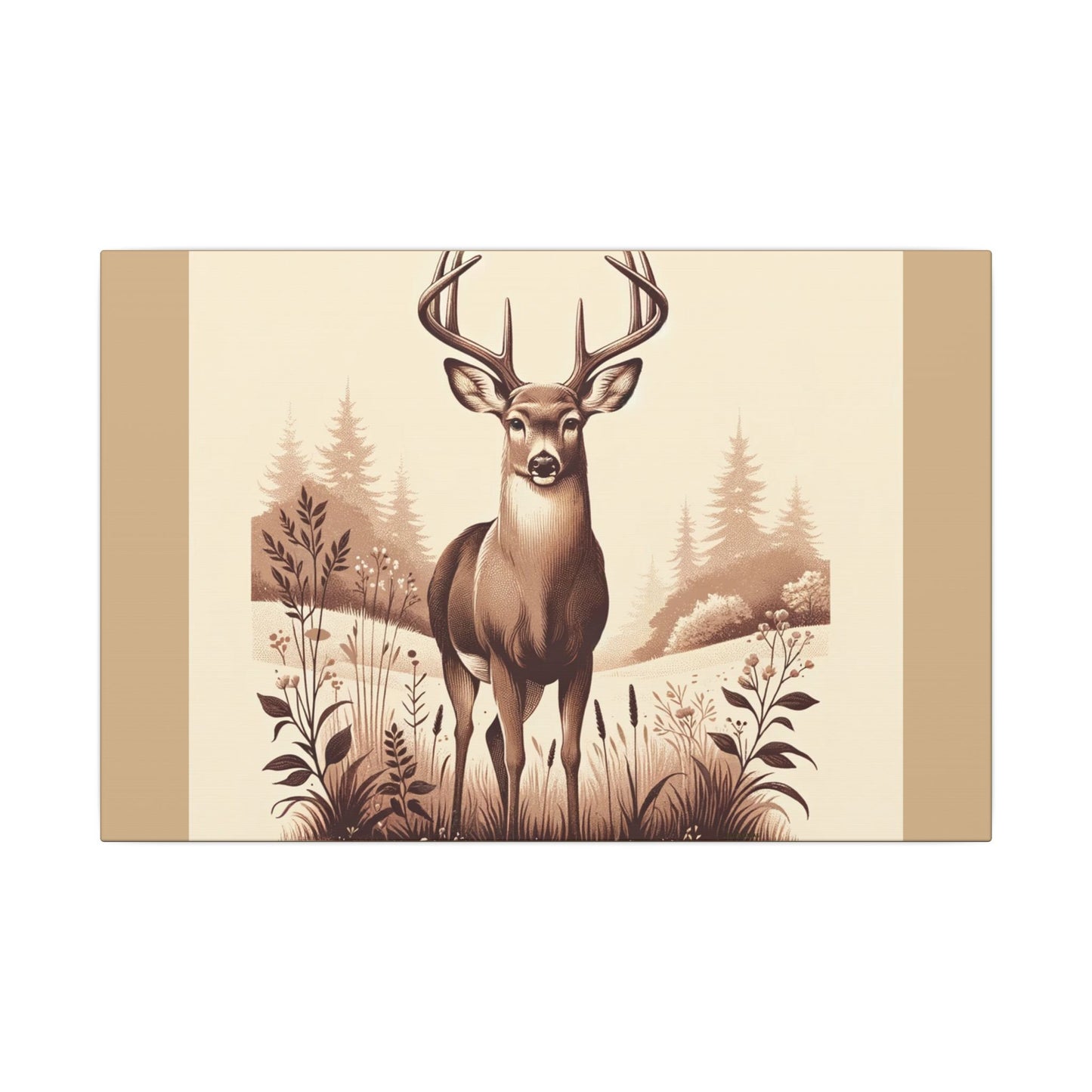 Cerf vintage - Toile enveloppante beige