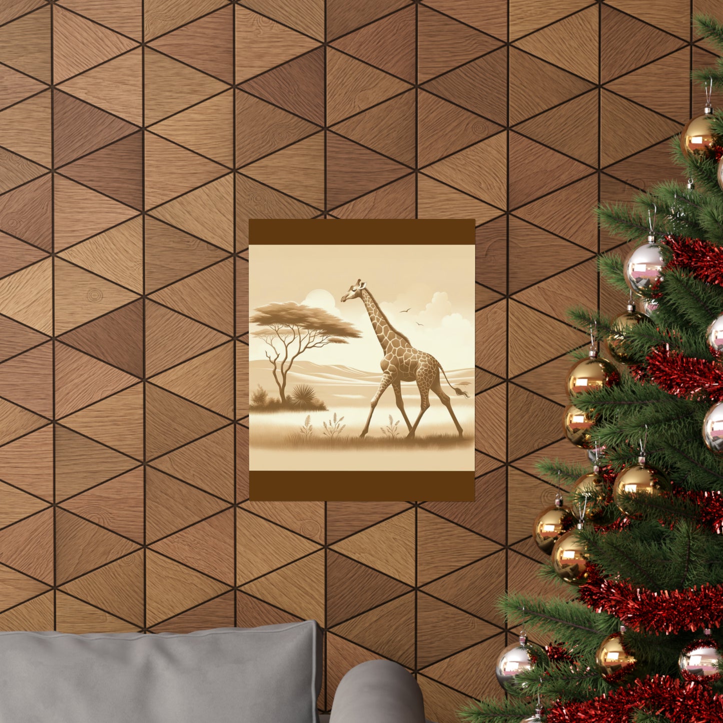 Girafe | Affiche verticale marron mat