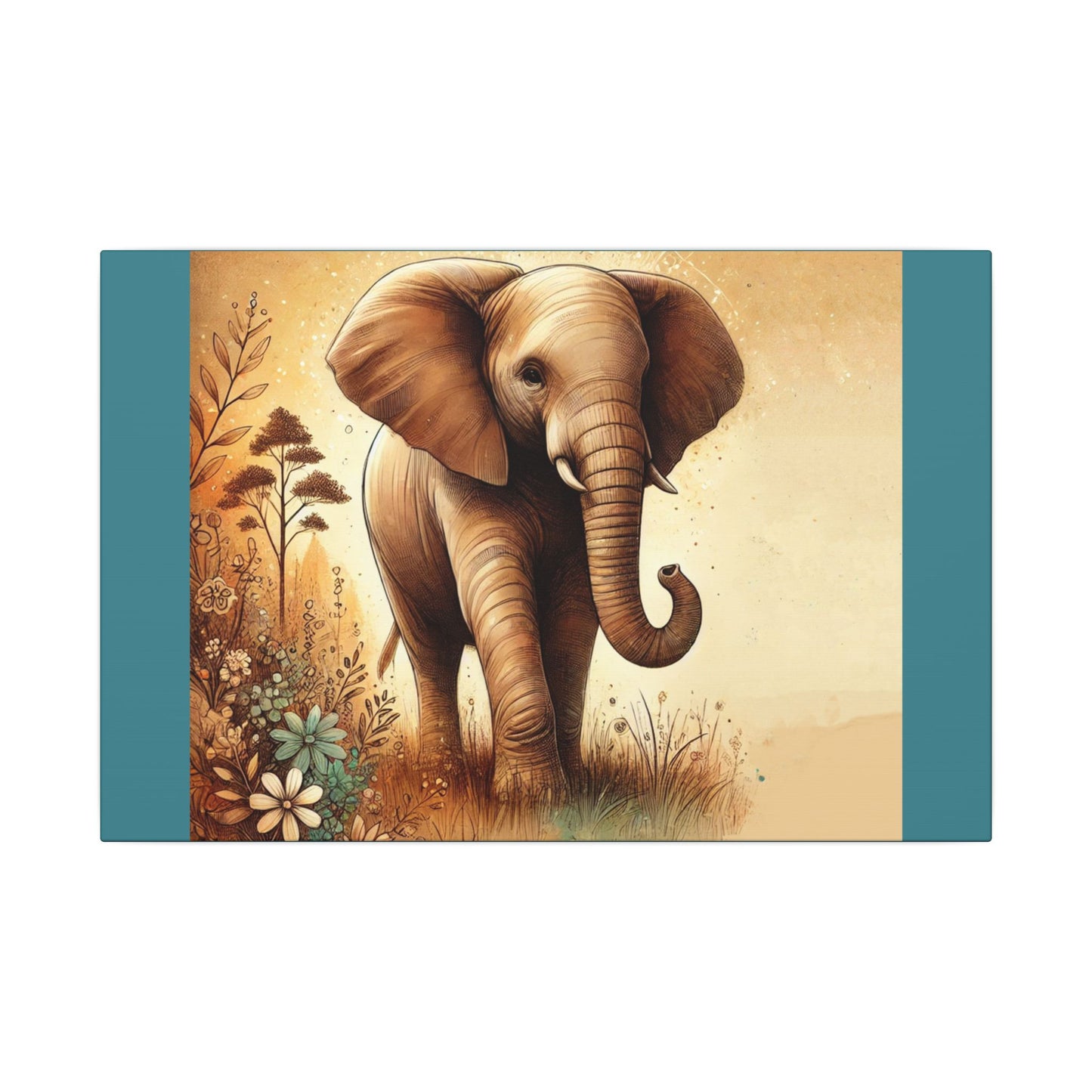Elephant - Vintage Green Canvas