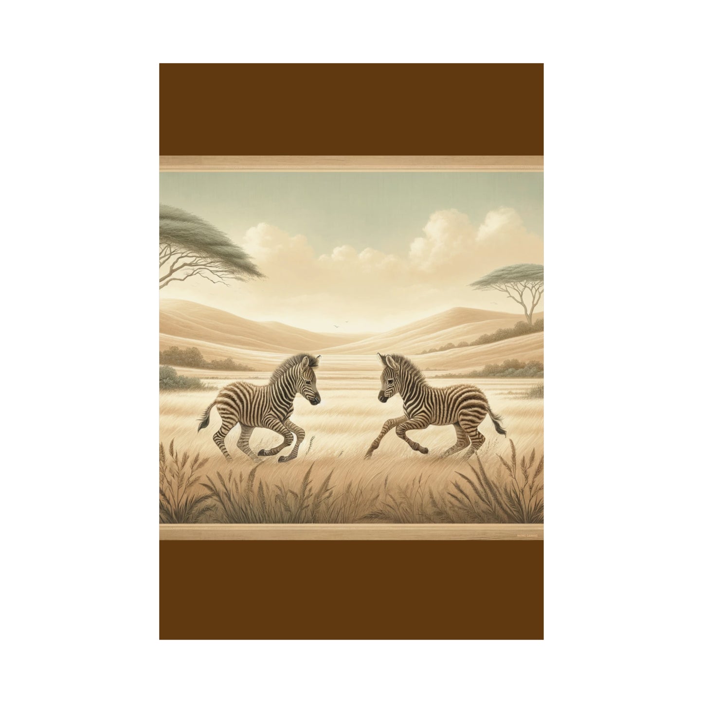 Zebra Foals |Brown Matte Vertical Poster