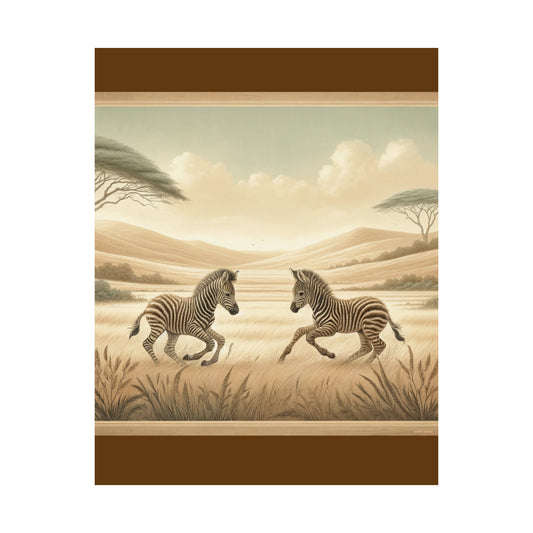 Zebra Foals |Brown Matte Vertical Poster