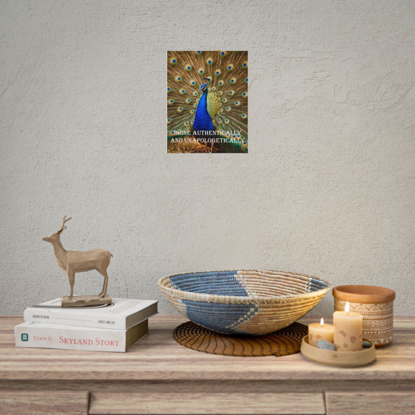 Peacock Poster - "Shine Authentically and Unapologetically" Inspirational Wall Art