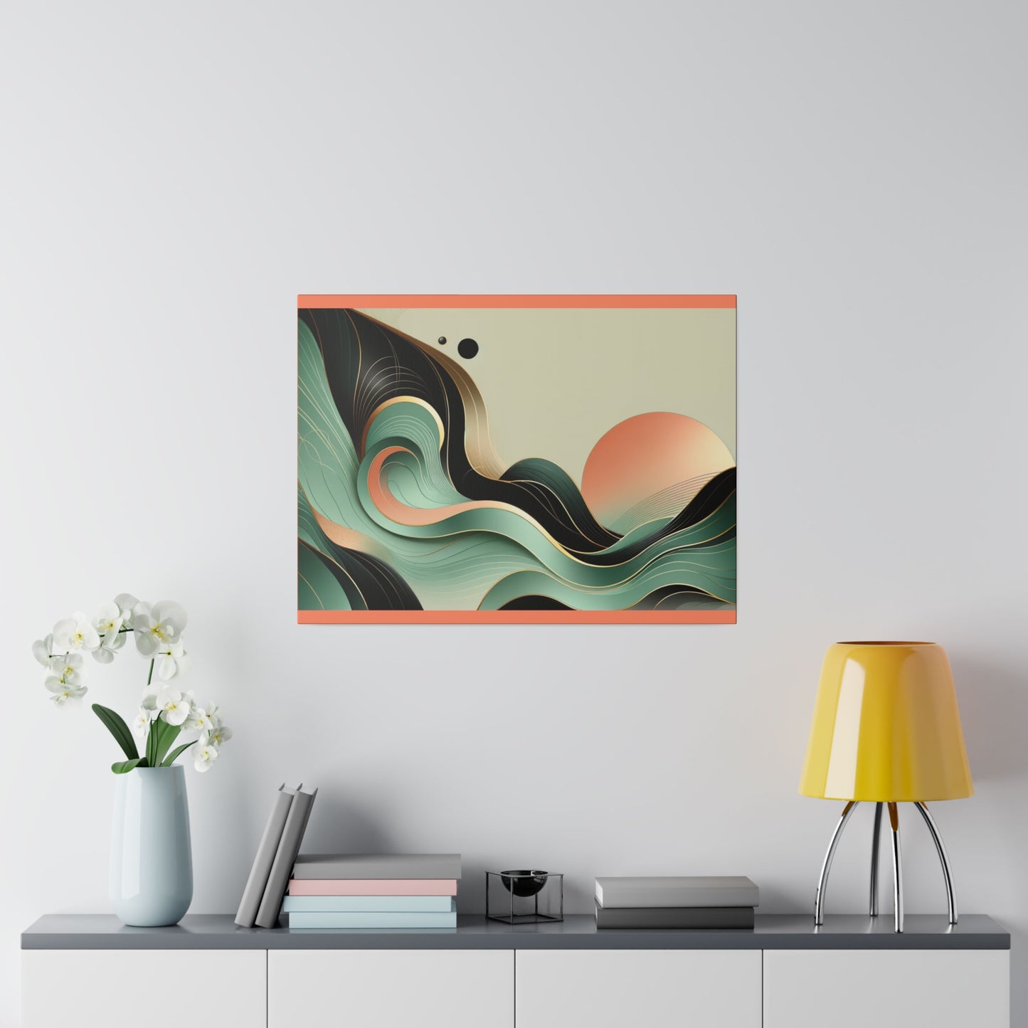 Sunrise Ocean Abstract Wall Art for Bedroom Home Decor for Office |Salmon Matte Canvas