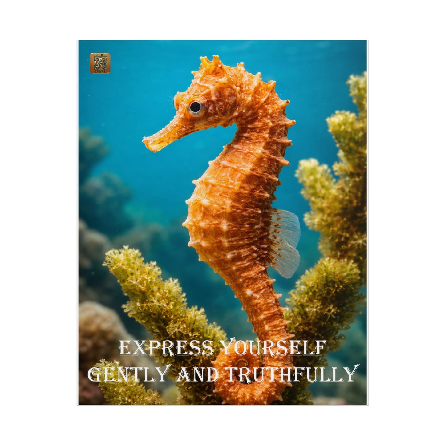 Seahorse Inspirational Poster — "Express Yourself Gently and Truthfully" Rolled Art Print