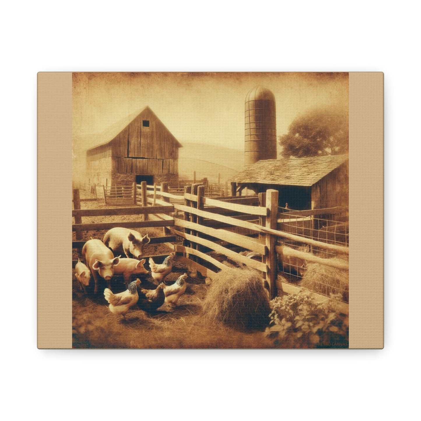 The Farm - Canvas Wrap Tan Border