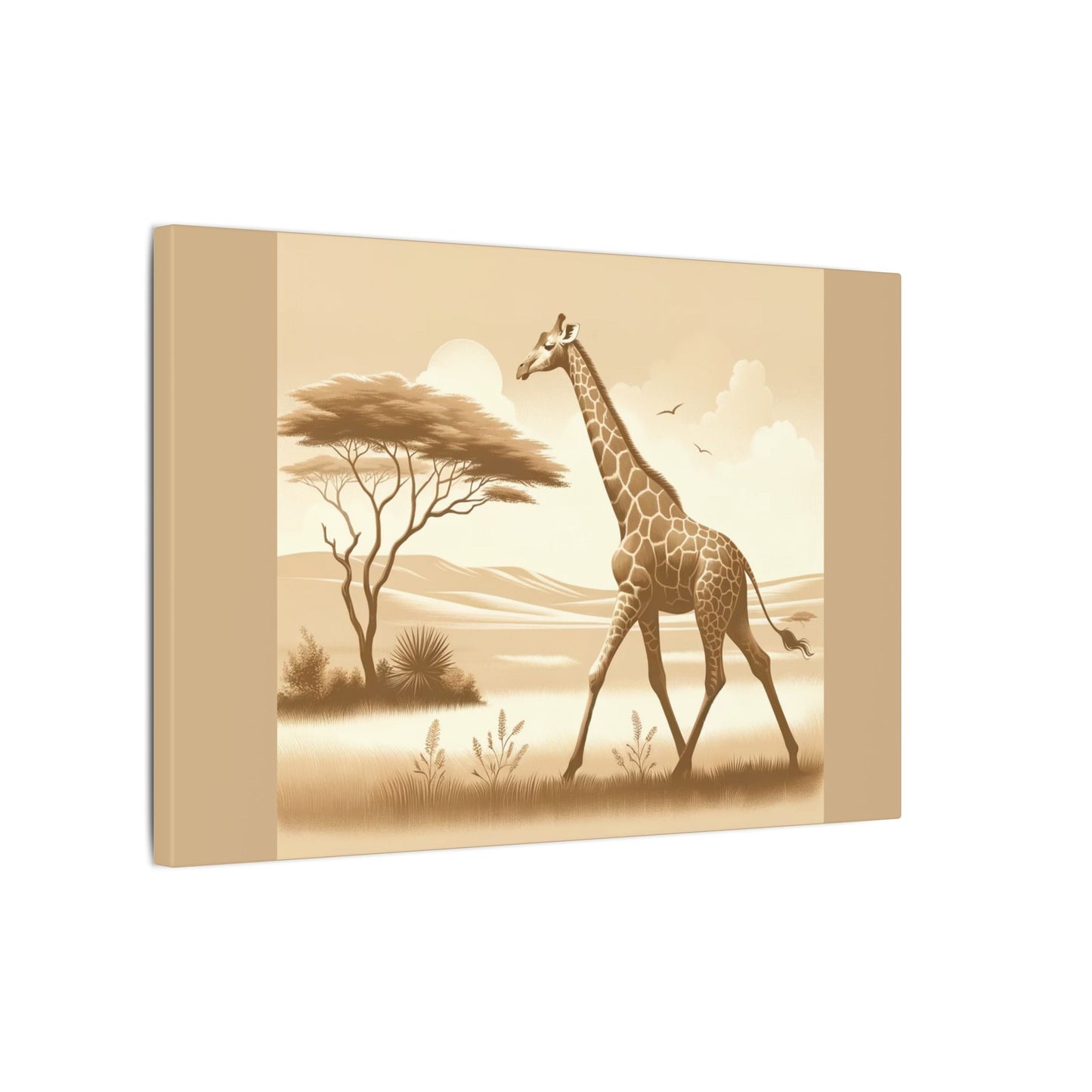 Girafe vintage - Toile de jute beige