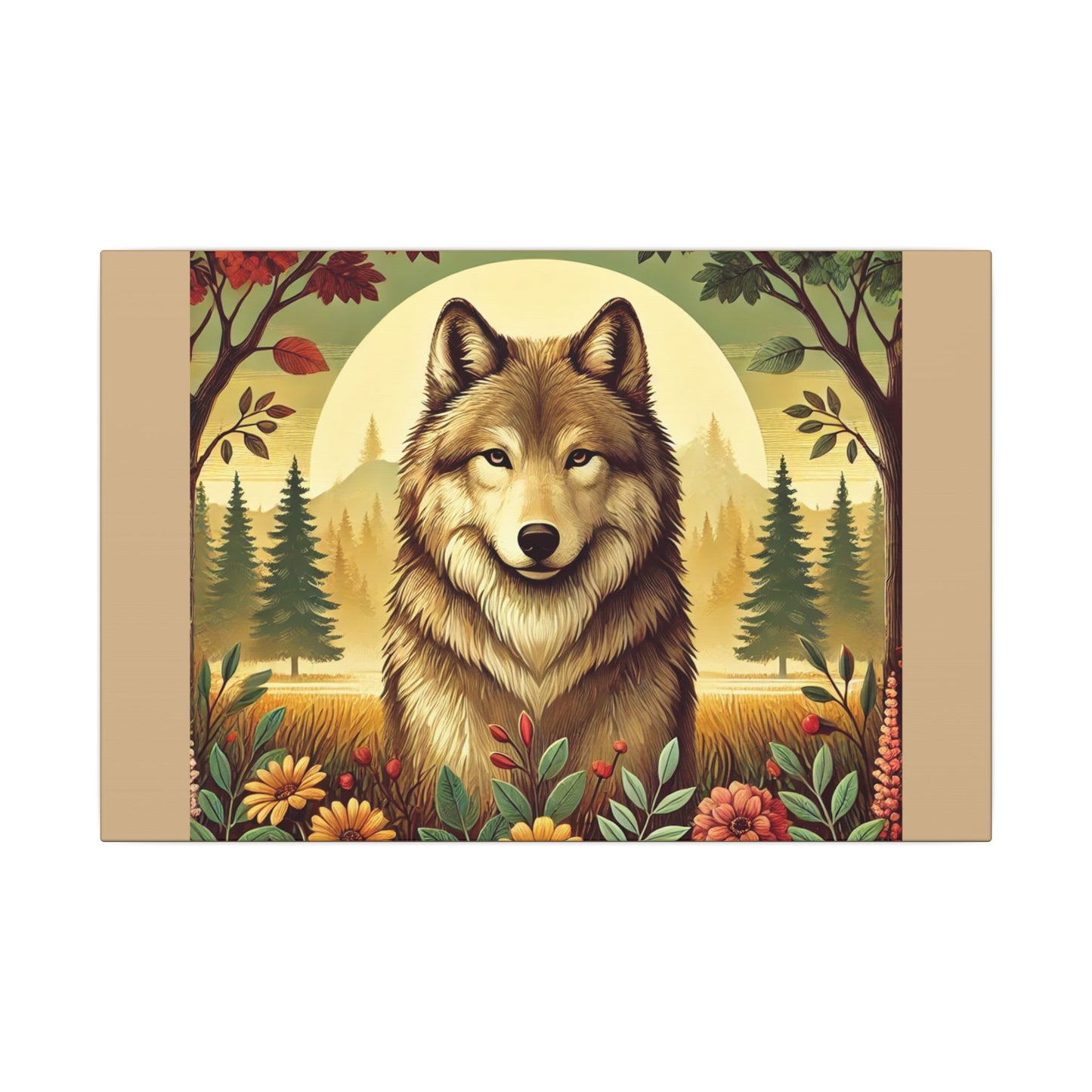 Wolf in the forest - Tan Canvas