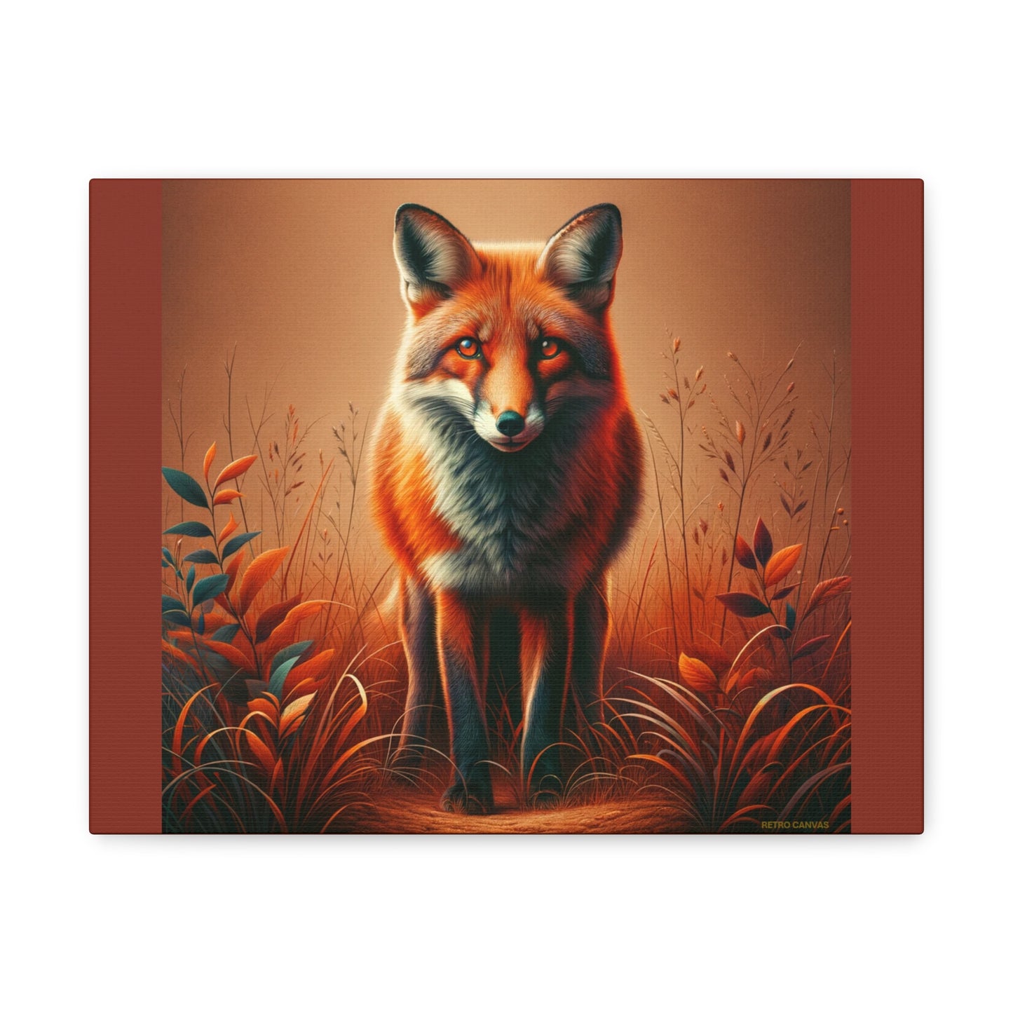 Fox Vibrant Animal Wall Art - Burnt Umber Canvas