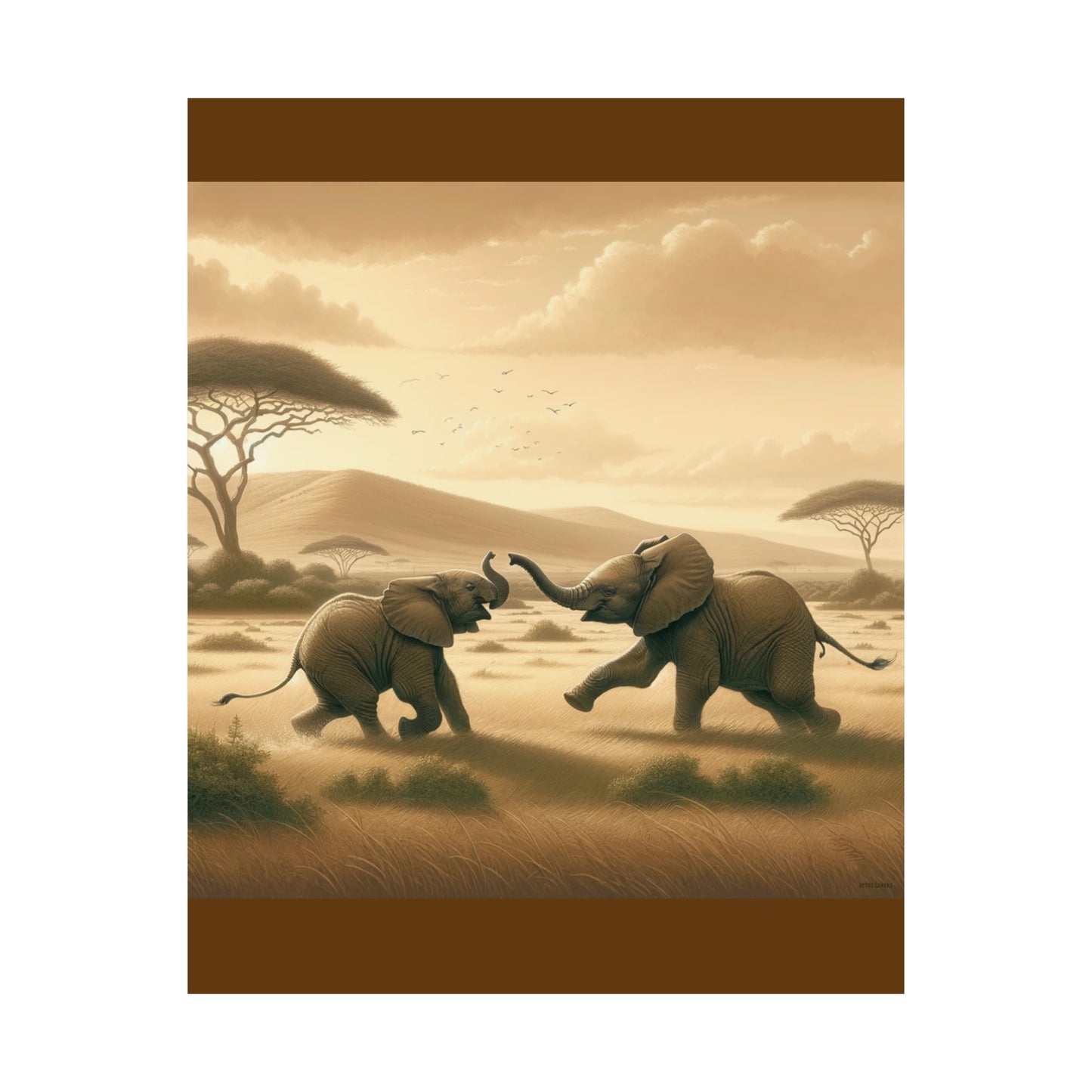 Affiche murale représentant un éléphant pour enfants, affiche de jeu pour la crèche | Affiche mate marron