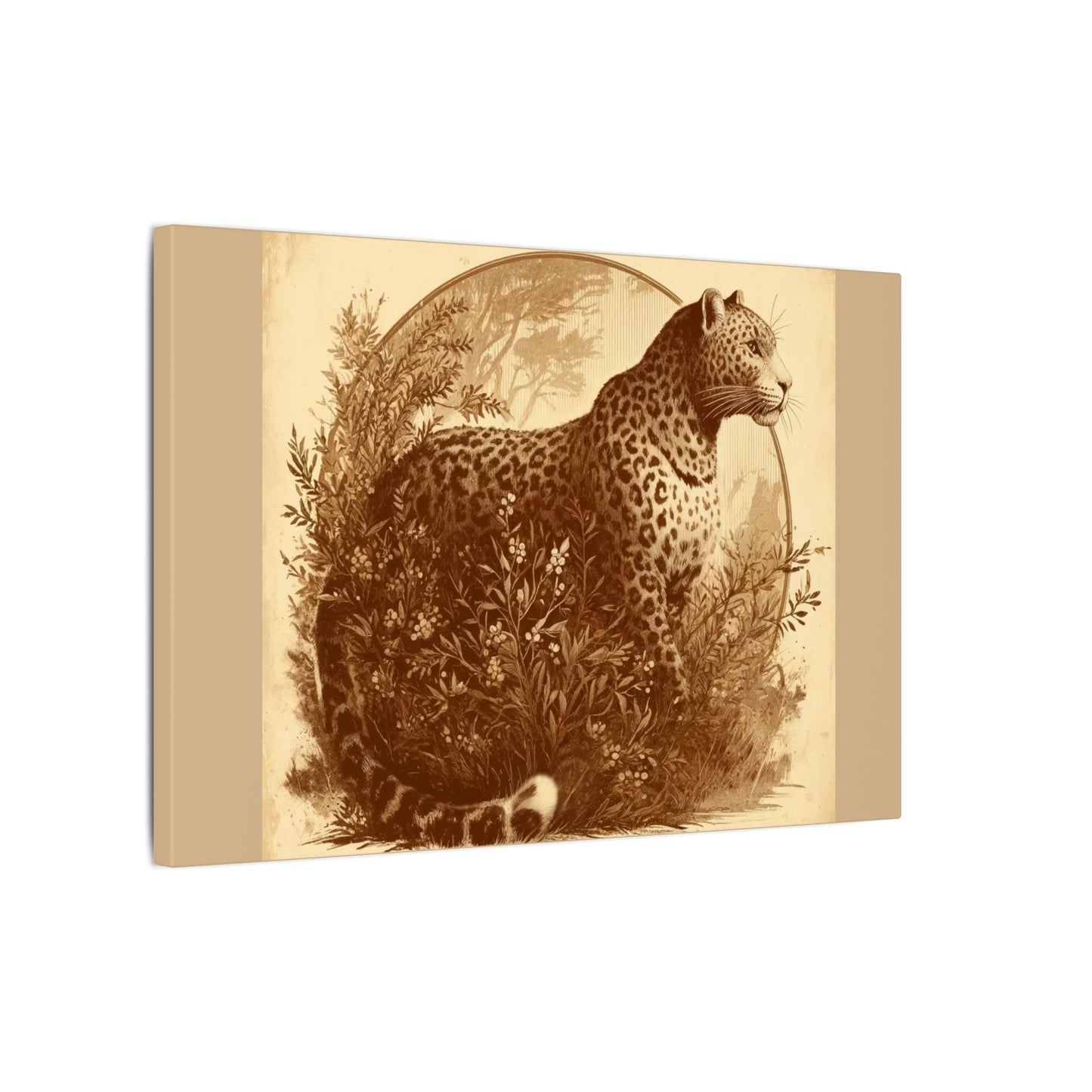 Leopard Animal Wall Art - Tan Canvas| Wildlife Animal Lovers