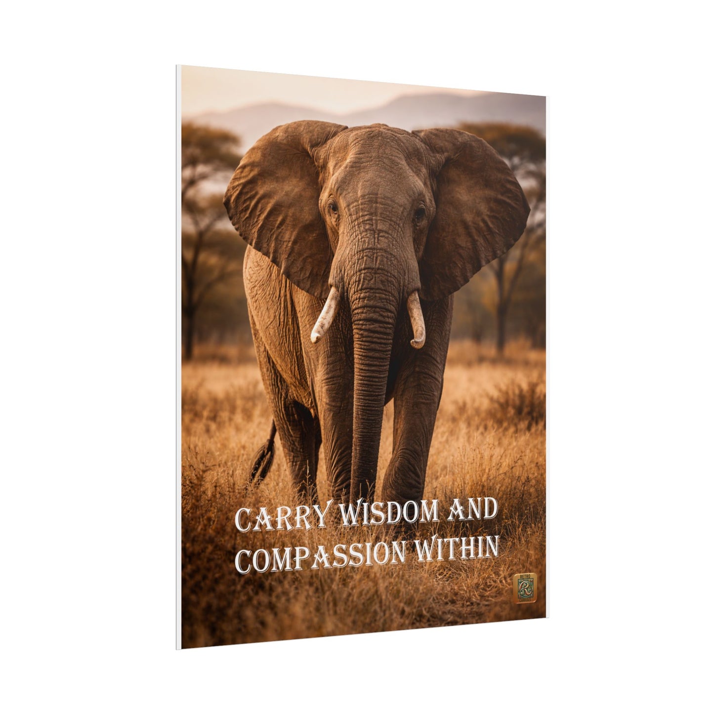 Elephant Motivational Poster - "Carry Wisdom and Compassion Within" Wall Art