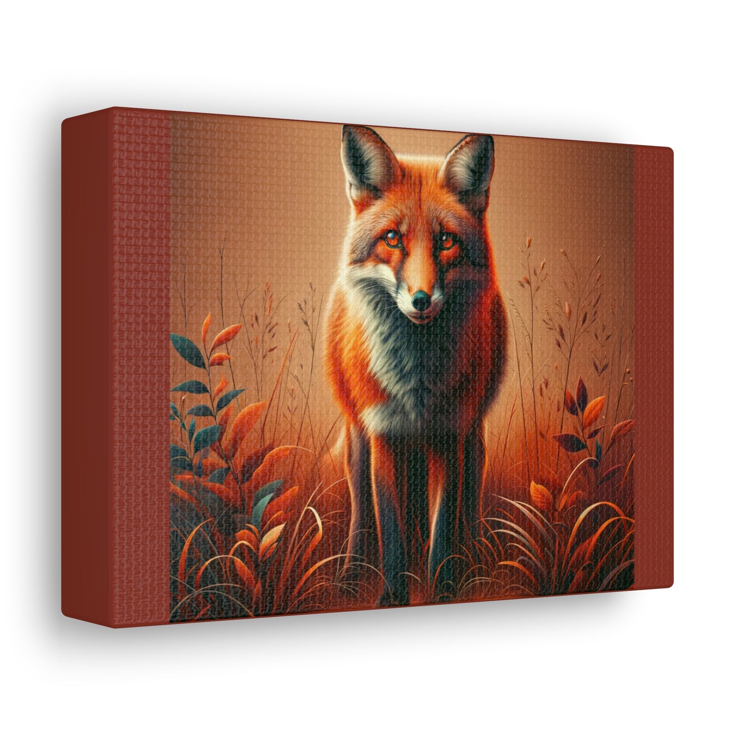 Fox Vibrant Animal Wall Art - Burnt Umber Canvas