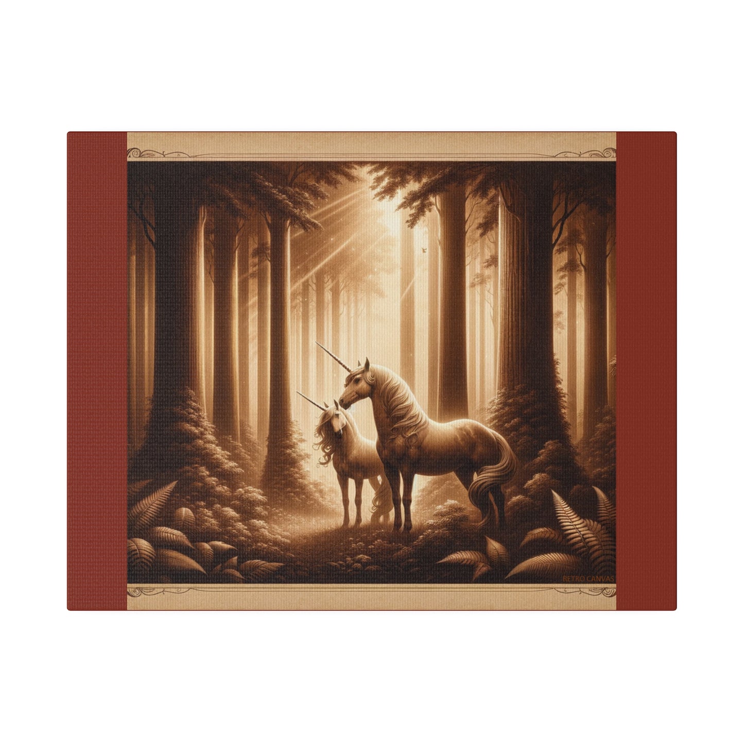 Unicorn Forest - Umber Matte Stretched Canvas