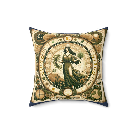 Vintage Zodiac Virgo-Vintage Blue Broadcloth Pillow