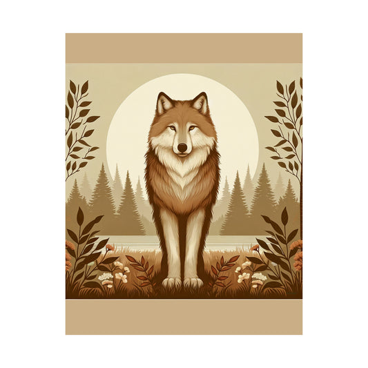 Portrait de loup | Affiche verticale mate beige