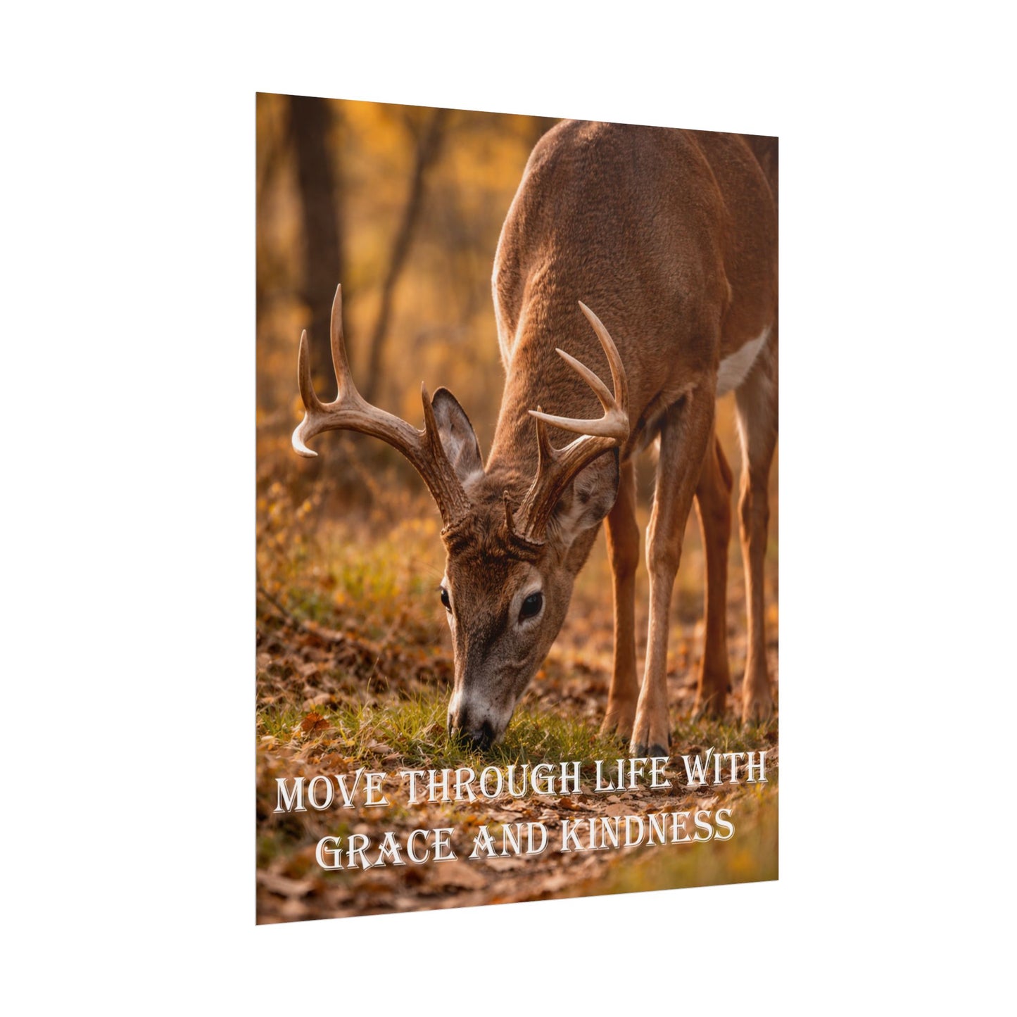 Deer Inspirational Poster — "Move Through Life With Grace and Kindness" Wall Art