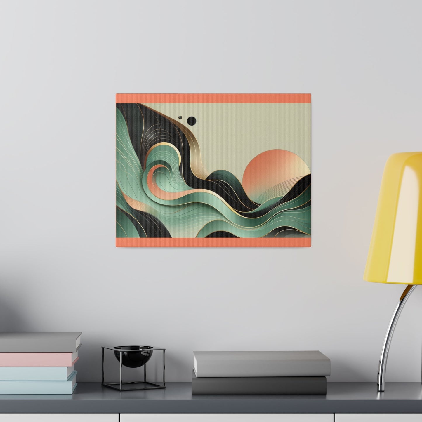 Sunrise Ocean Abstract Wall Art for Bedroom Home Decor for Office |Salmon Matte Canvas