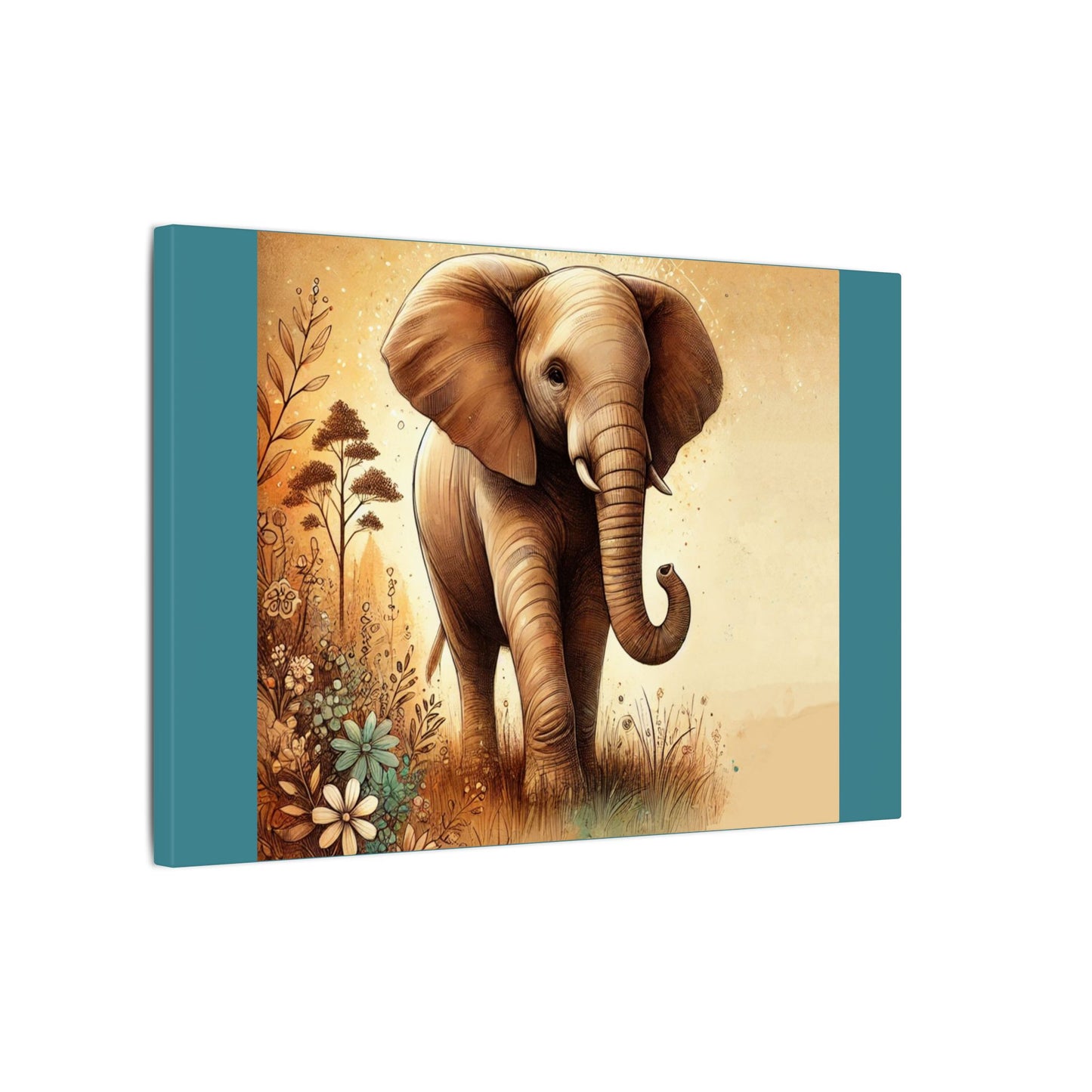 Elephant - Vintage Green Canvas