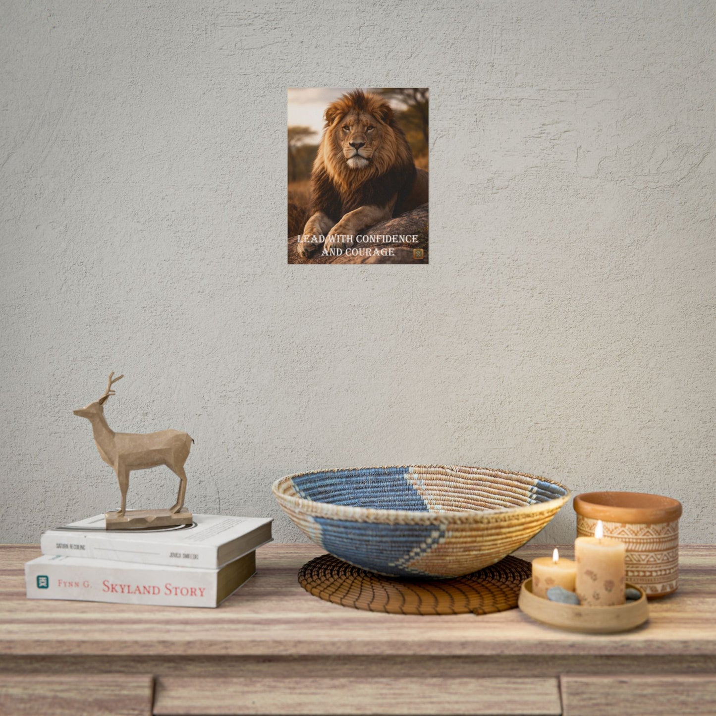 Lion 'Lead With Confidence and Courage' Motivational Poster Wall Art