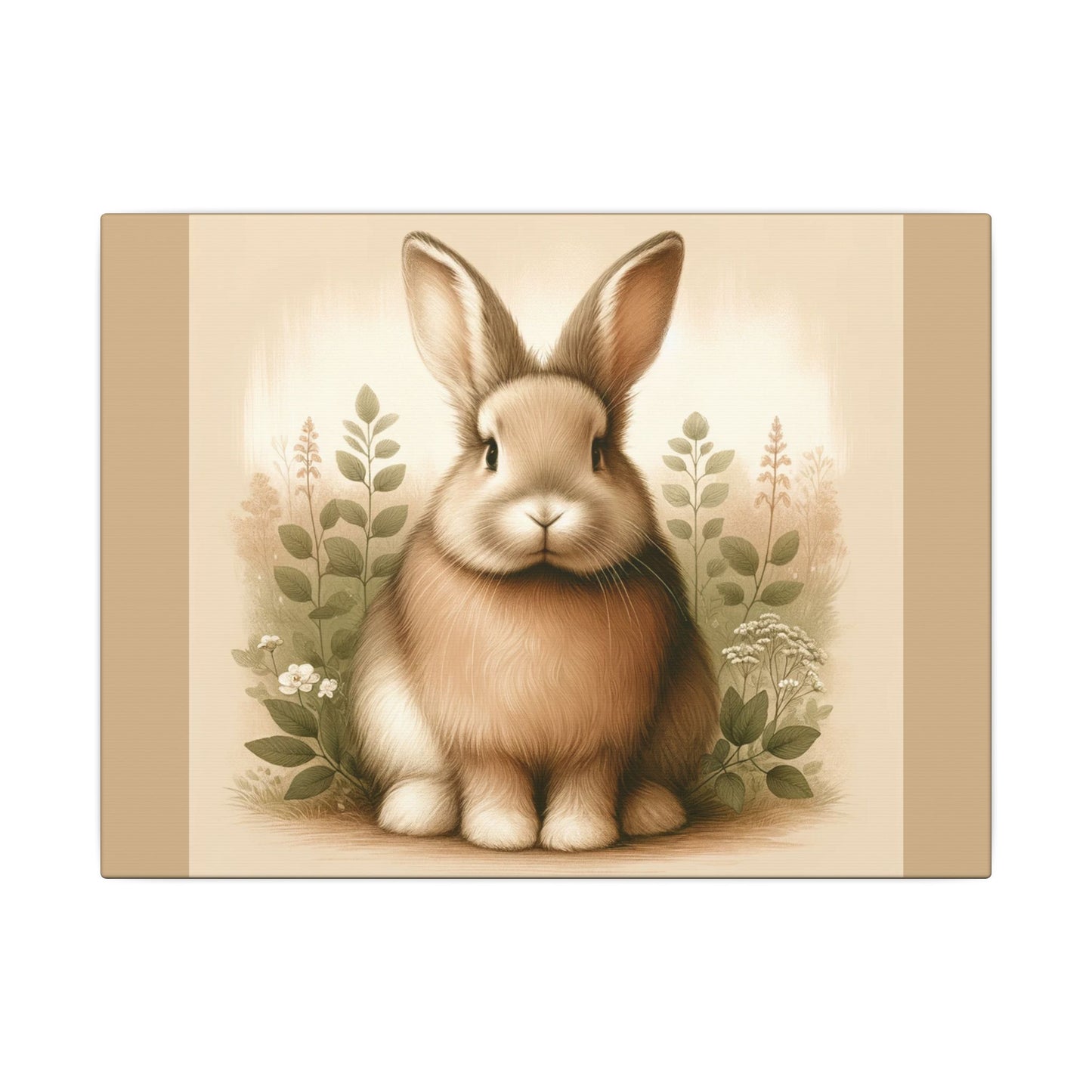 Portrait de lapin vintage - Toile enveloppée beige