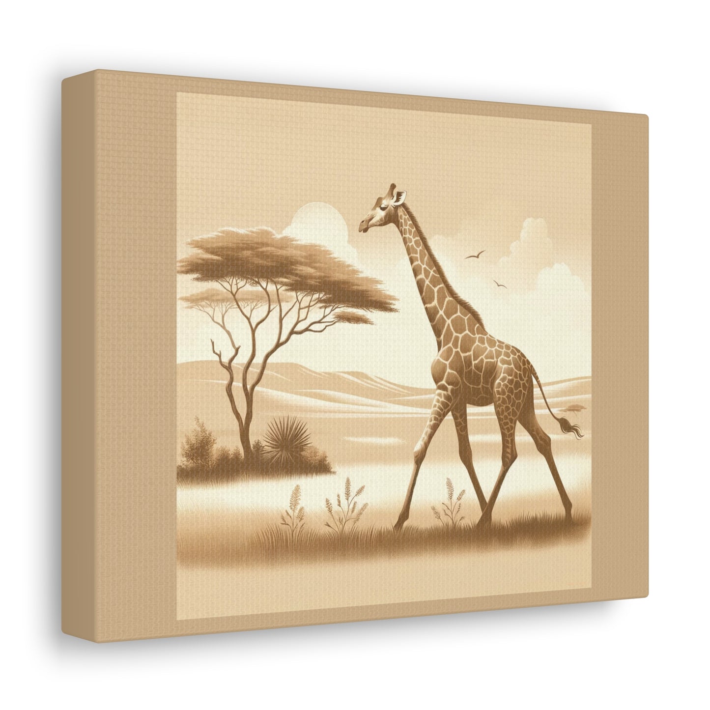 Girafe vintage - Toile de jute beige