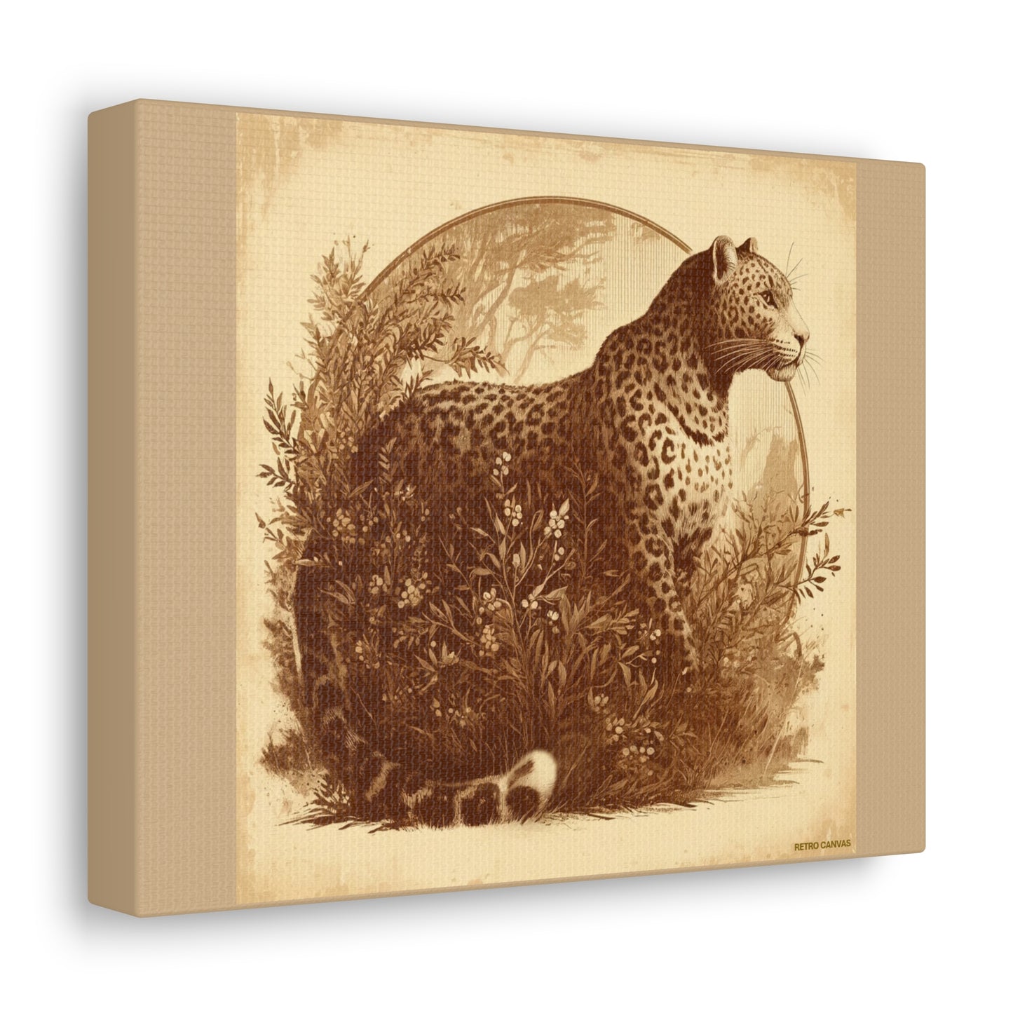 Leopard Animal Wall Art - Tan Canvas