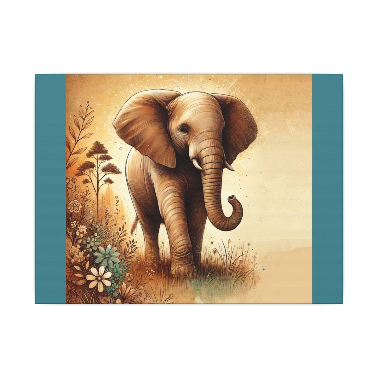 Elephant - Vintage Green Canvas