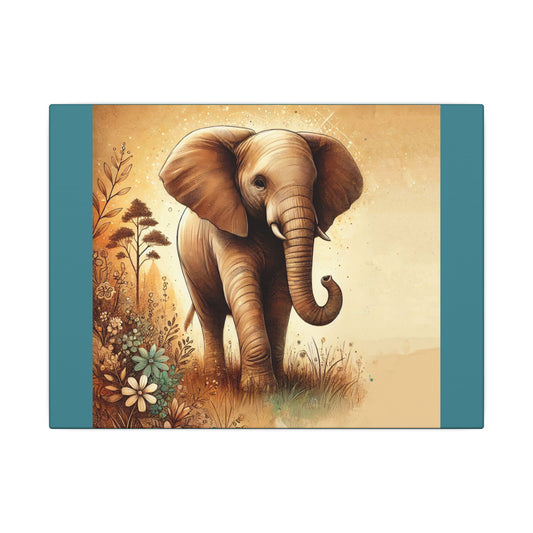 Elephant - Vintage Green Canvas