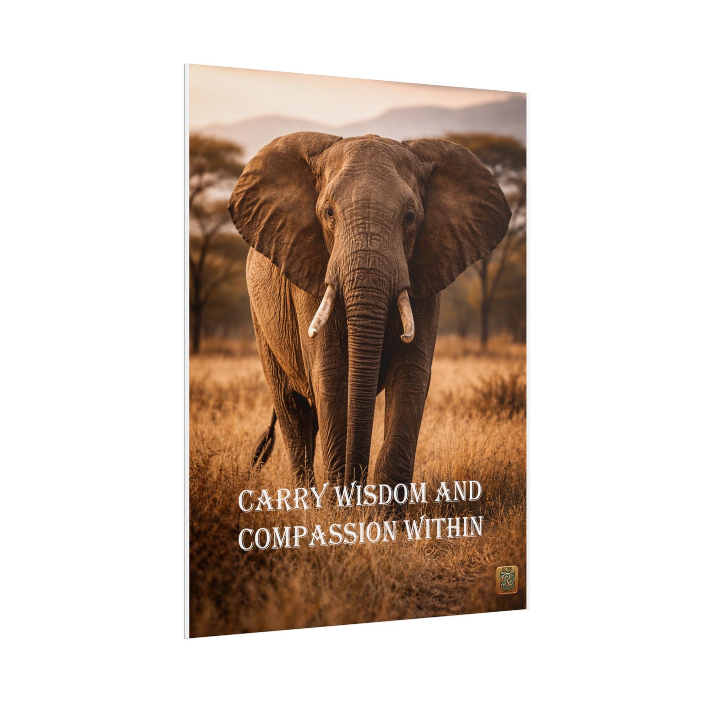 Elephant Motivational Poster - "Carry Wisdom and Compassion Within" Wall Art