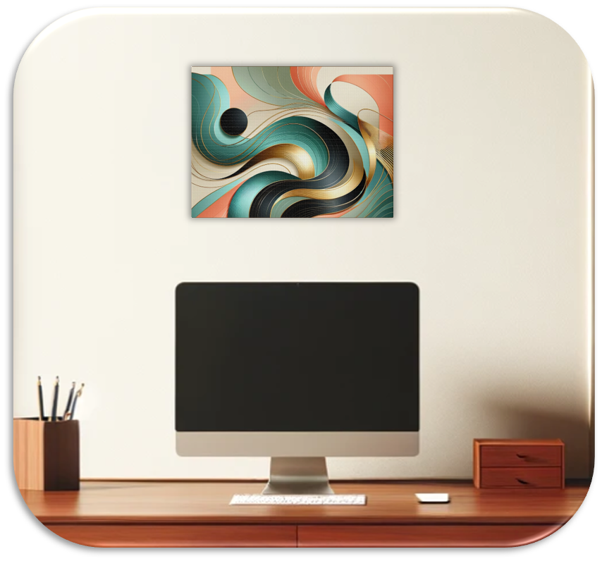 Swirl Green Gold Abstract Wall Art for Living Room Home Décor for Office Retro Themed Art on Canvas